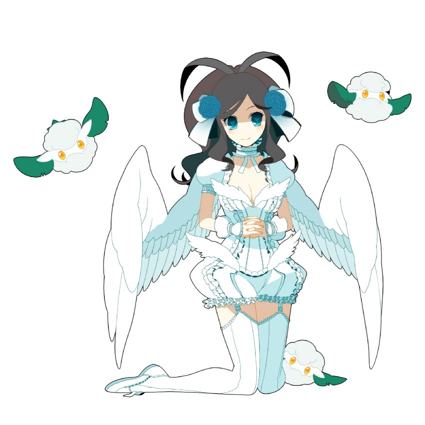 hilda, swanna, and cottonee (pokemon and 1 more) drawn by rkp