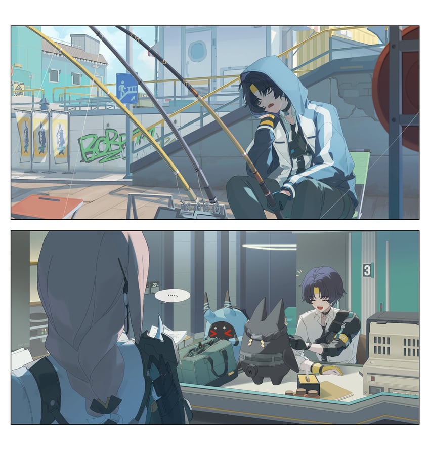 hoshimi miyabi, tsukishiro yanagi, soukaku, asaba harumasa, miyaboo, and 1 more (zenless zone zero) drawn by ri_eul_fd