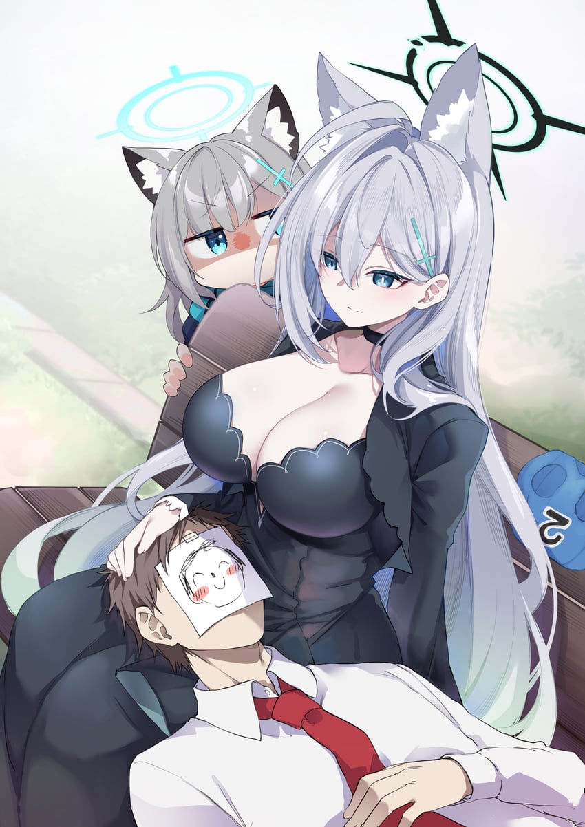 sensei, doodle sensei, shiroko, and shiroko terror (blue archive) drawn by kanmuri_(kannmuri0227)