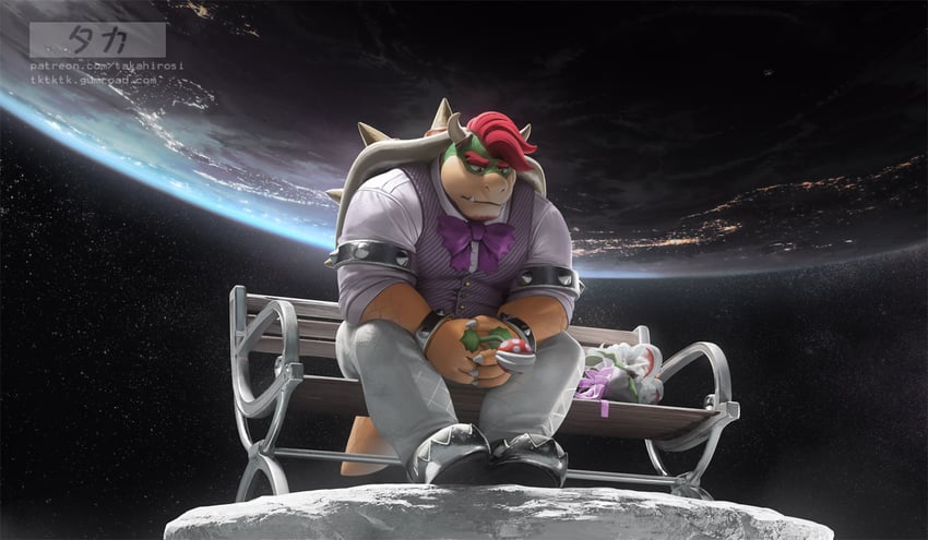 bowser and piranha plant (mario and 1 more) drawn by taka_(takahiro_si)
