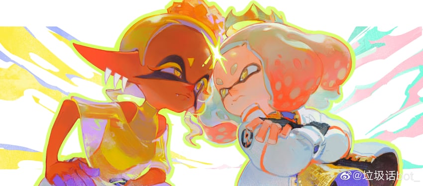 frye and pearl (splatoon and 1 more) drawn by creamyghost