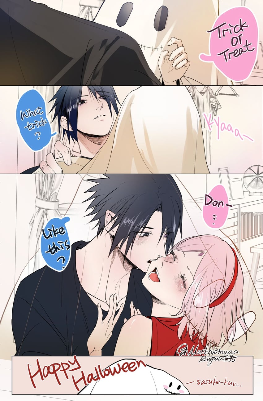 haruno sakura and uchiha sasuke (naruto and 1 more) drawn by mushroomuaa