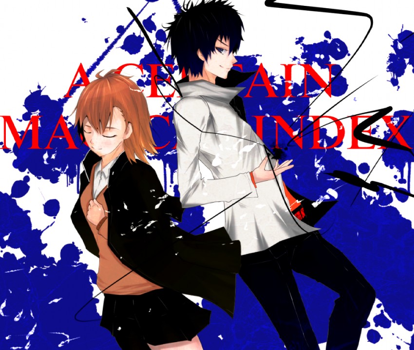 misaka mikoto and kamijou touma (toaru majutsu no index and 1 more) drawn by sakura_shounen_(hiroz)