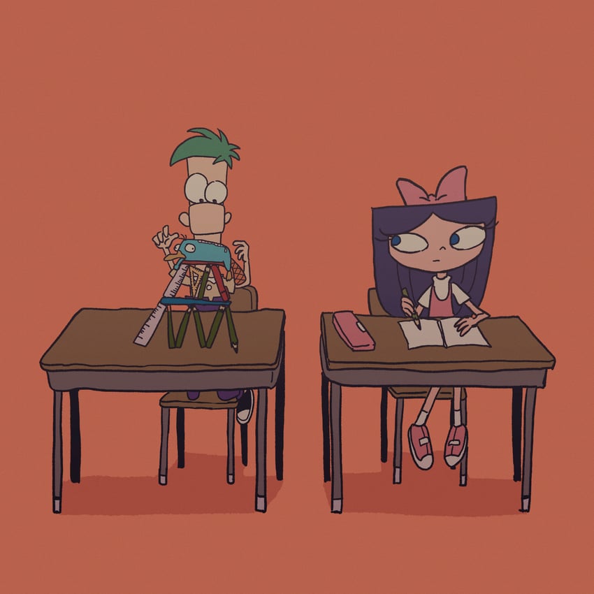 perry the platypus, isabella garcia-shapiro, and ferb fletcher (phineas and ferb) drawn by user_yjwt5725