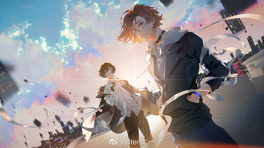 dazai osamu and nakahara chuuya (bungou stray dogs) drawn by oten