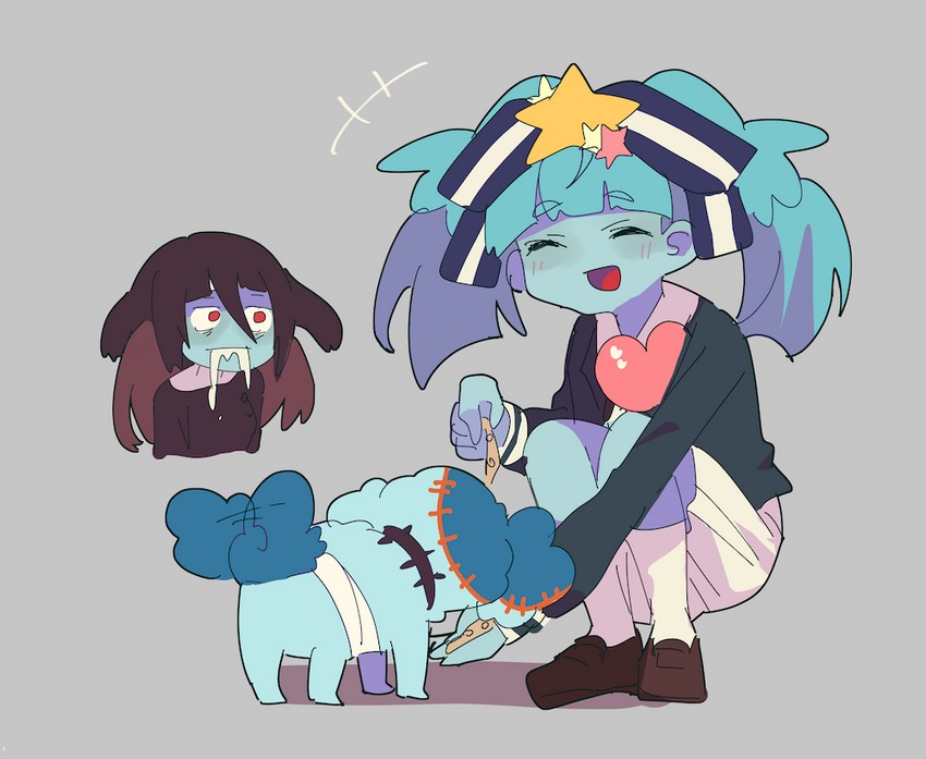 hoshikawa lily, yamada tae, and romero (zombie land saga) drawn by nakkasu