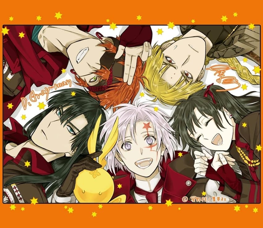 lenalee lee, allen walker, kanda yuu, lavi, timcanpy, and 1 more (d.gray-man) drawn by hoshino_katsura