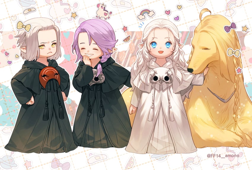 venat, emet-selch, hythlodaeus, and argos (final fantasy and 1 more) drawn by ff14_amono
