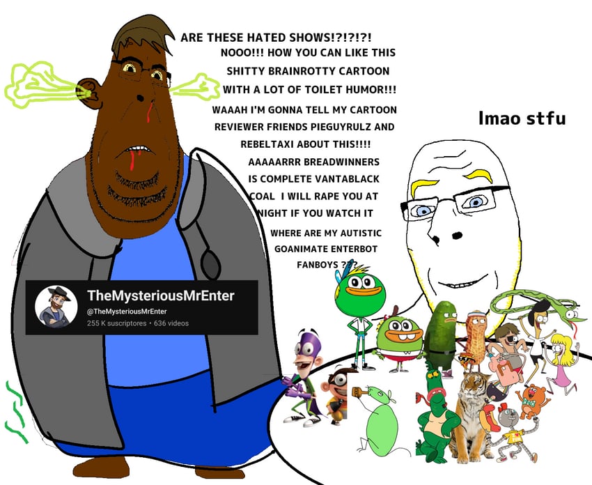 wojak, soyjak, swaysway, buhdeuce, craig, and 8 more (youtube and 7 more)