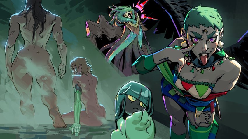 melinoe, nemesis, eris, scylla, and dora (hades and 1 more) drawn by jeremy_anninos