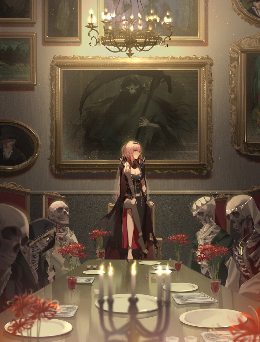 mori calliope, death, and grim reaper (hololive and 1 more) drawn by oekaki_taro