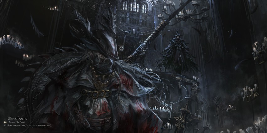 hunter and eileen the crow (bloodborne) drawn by stu_dts