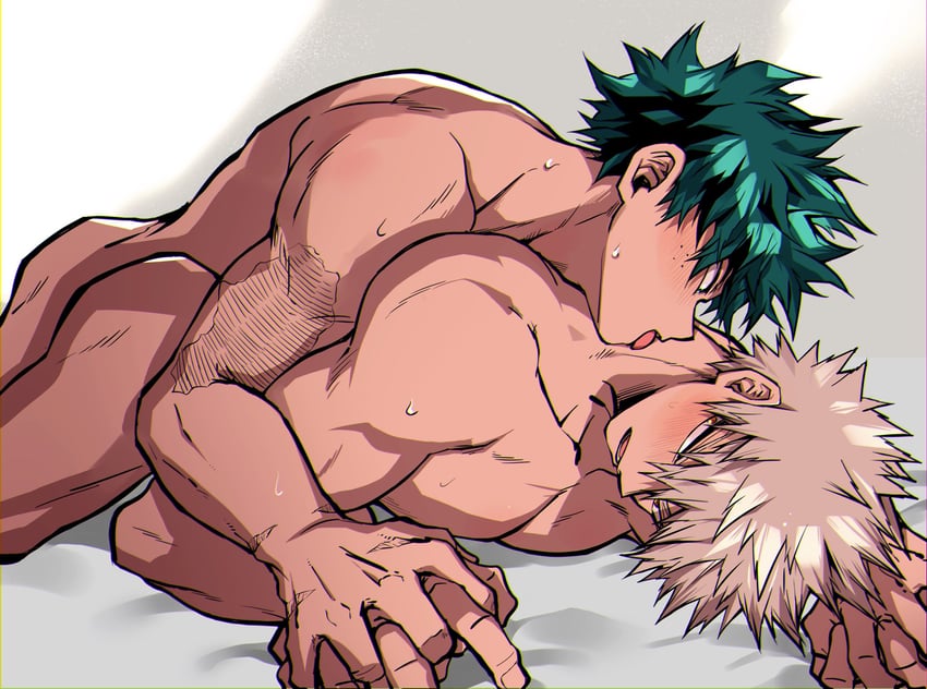 midoriya izuku and bakugou katsuki (boku no hero academia) drawn by chiyaya
