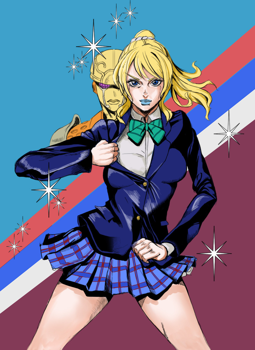 ayase eli and gold experience (love live! and 3 more) drawn by ko-ran