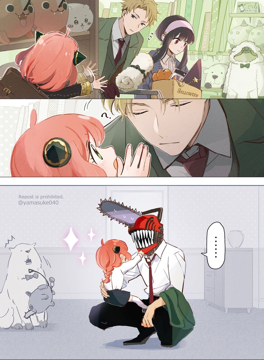 yor briar, makima, anya, denji, twilight, and 3 more (chainsaw man and 3 more) drawn by yamasuke040