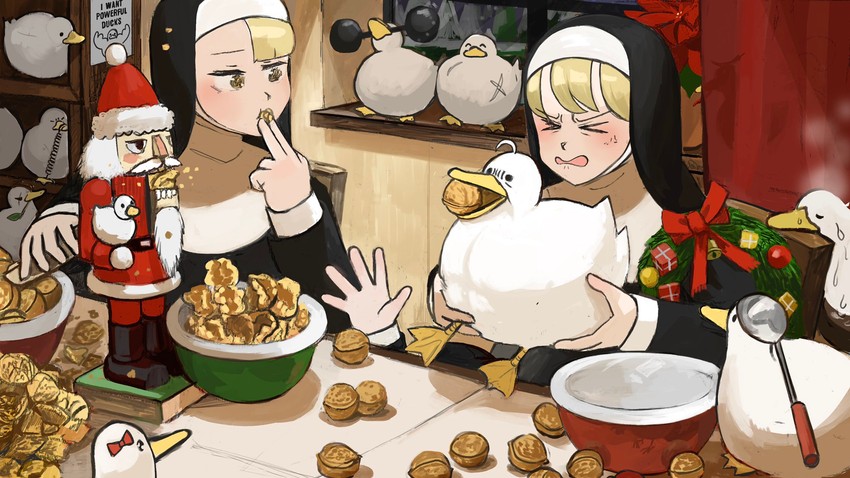 clumsy nun and spicy nun (little nuns) drawn by diva_(hyxpk)