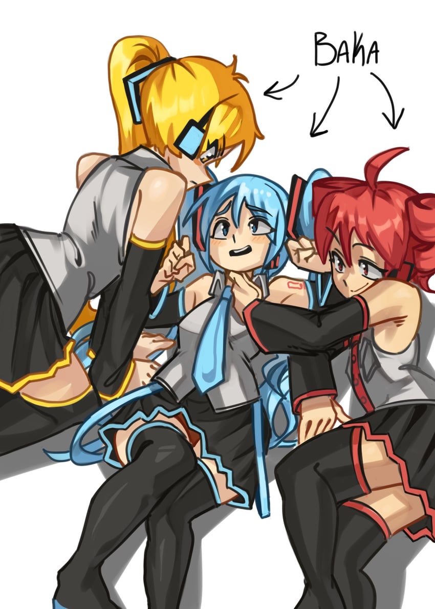 hatsune miku, kasane teto, and akita neru (vocaloid and 2 more) drawn by moxydraws