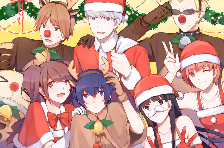 narukami yu, shirogane naoto, satonaka chie, kujikawa rise, amagi yukiko, and 3 more (persona and 1 more) drawn by yft000