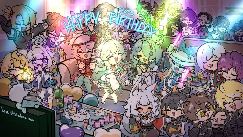 elira pendora, selen tatsuki, pomu rainpuff, enna alouette, finana ryugu, and 24 more (nijisanji and 3 more) drawn by maxeggq