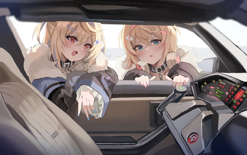 fuwawa abyssgard, mococo abyssgard, and k.i.t.t (hololive and 2 more) drawn by yato_(yama0x1)