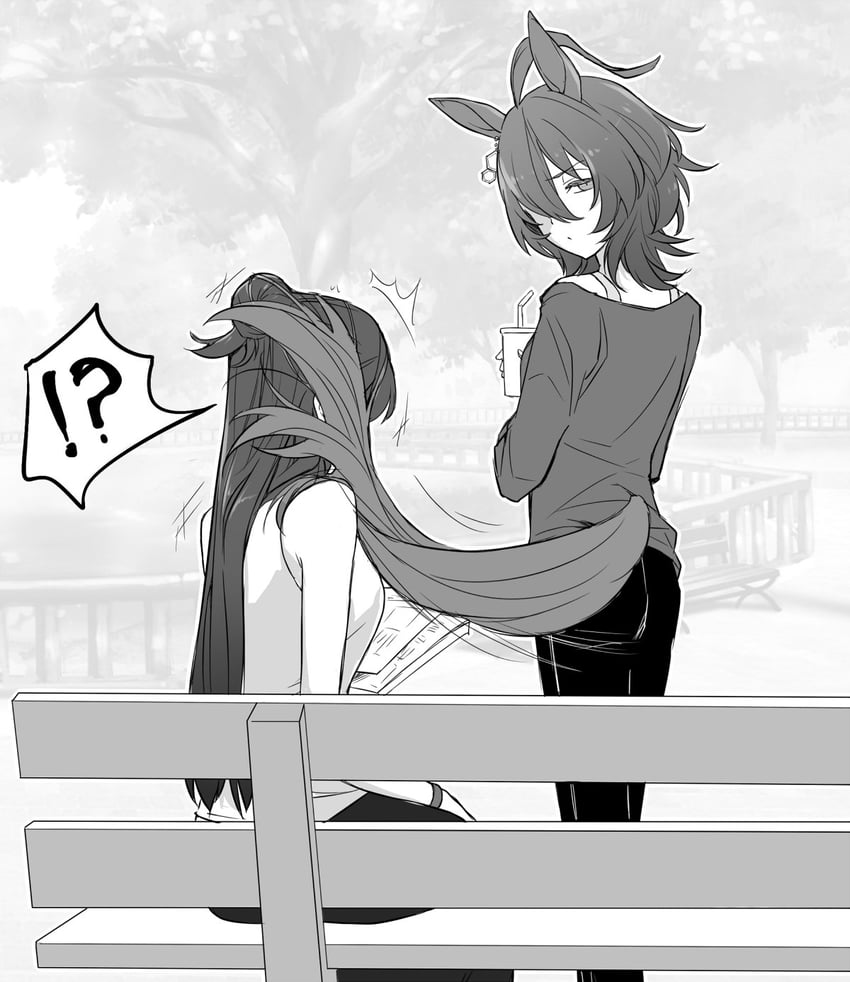trainer, agnes tachyon, and female trainer (umamusume) drawn by shirin_(tsukimiyagura)