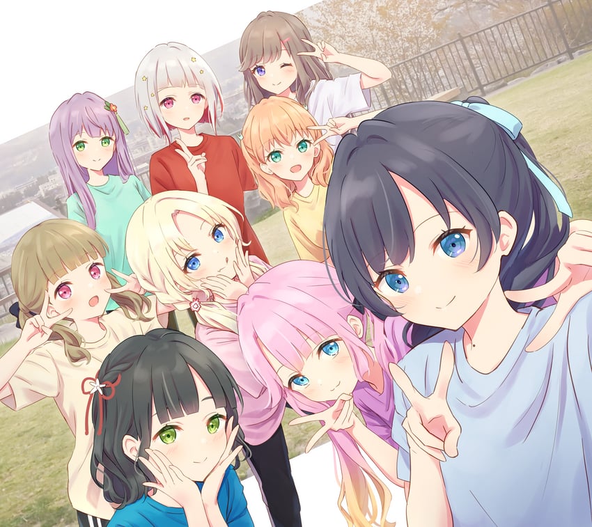 hinoshita kaho, fujishima megumi, murano sayaka, yugiri tsuzuri, osawa rurino, and 11 more (love live! and 2 more) drawn by hanazora_satsuki