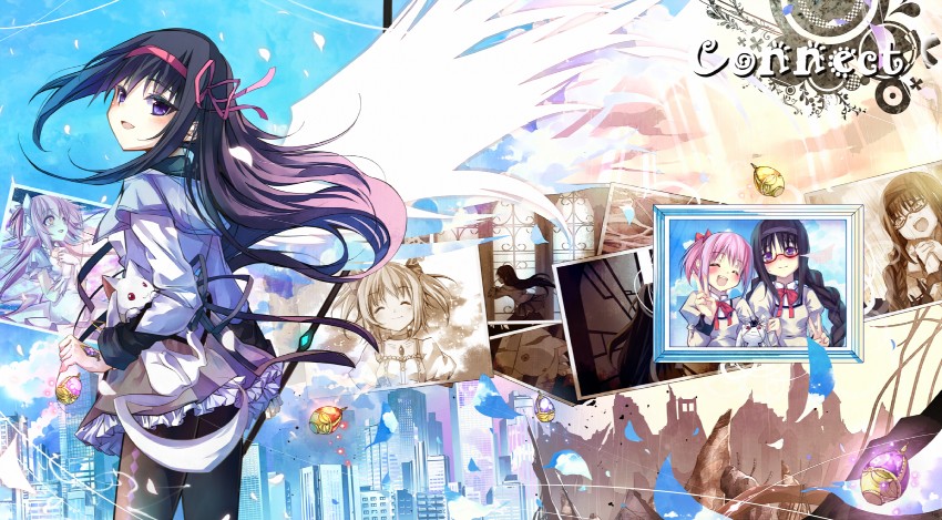 akemi homura, kaname madoka, kyubey, and ultimate madoka (mahou shoujo madoka magica) drawn by sho_(runatic_moon)