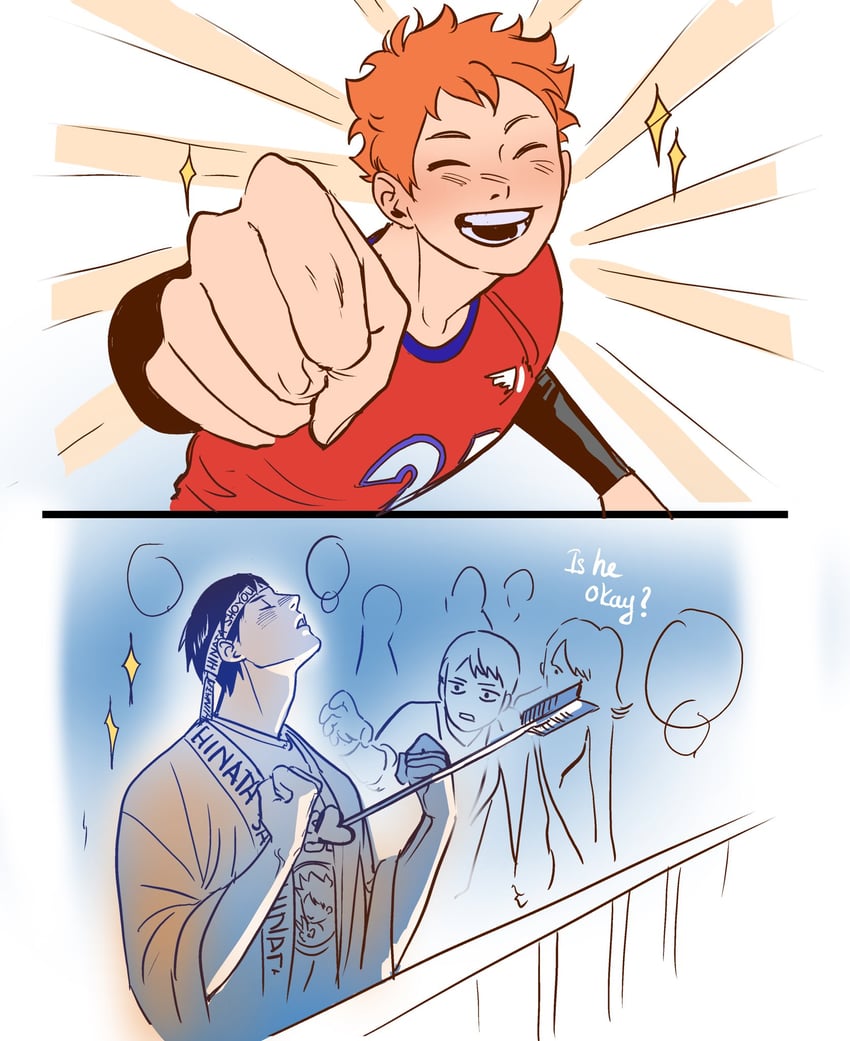 hinata shouyou and kageyama tobio (haikyuu!!) drawn by tinh_daubuoi