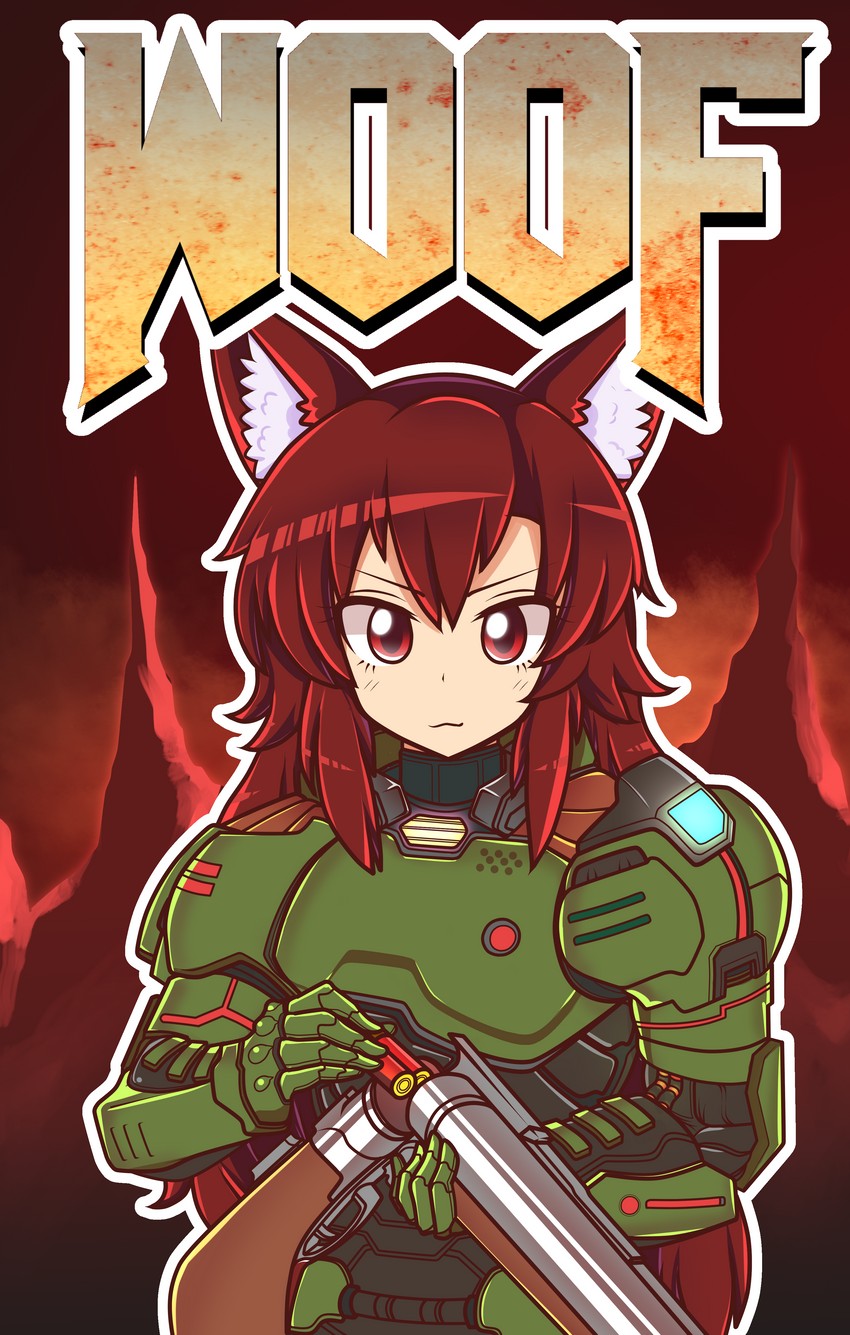 imaizumi kagerou and doomguy (touhou and 1 more) drawn by majormilk