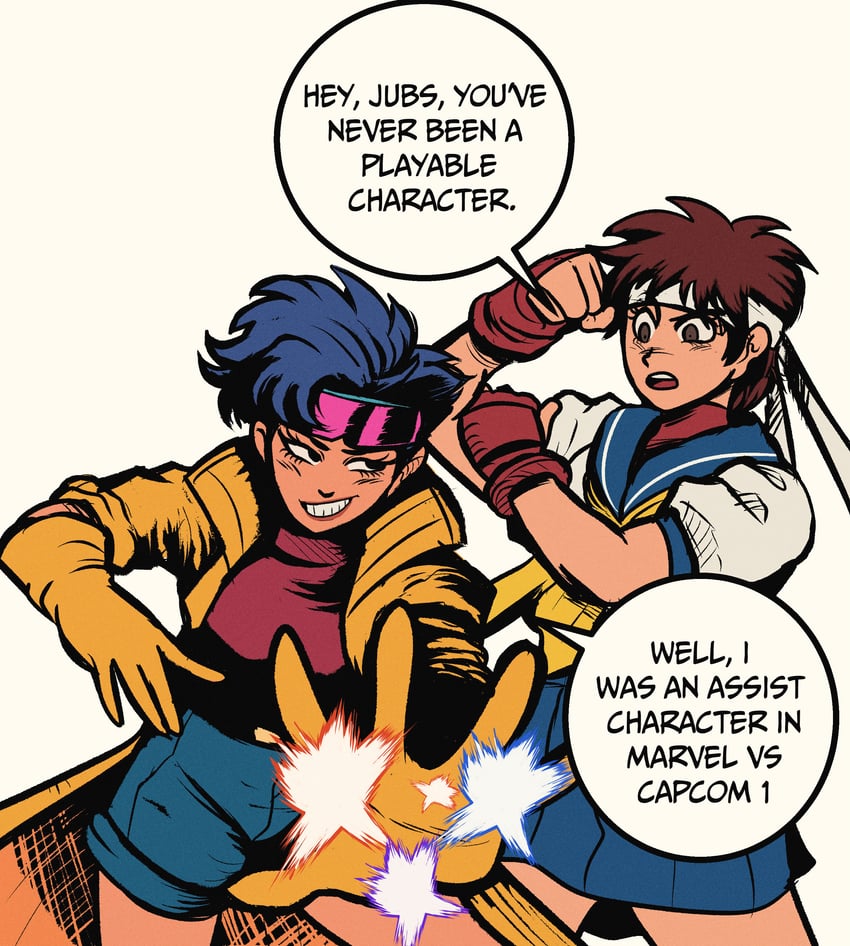 kasugano sakura and jubilee (street fighter and 4 more) drawn by chakkrx