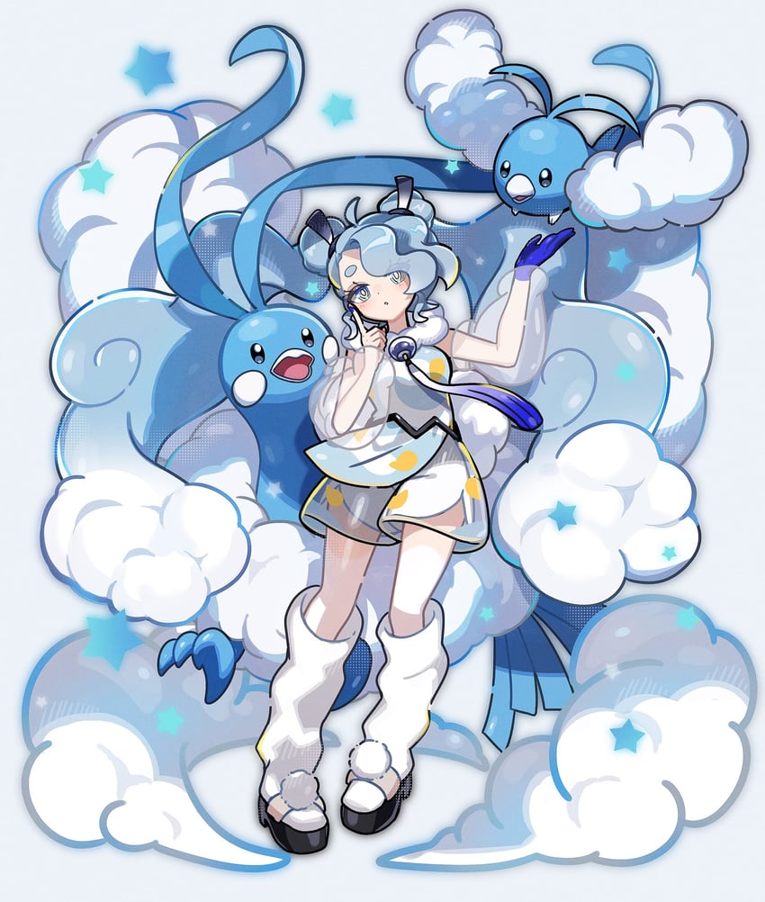hatsune miku, altaria, swablu, and flying miku (pokemon and 2 more) drawn by fuinagi_(huyuu_mm)