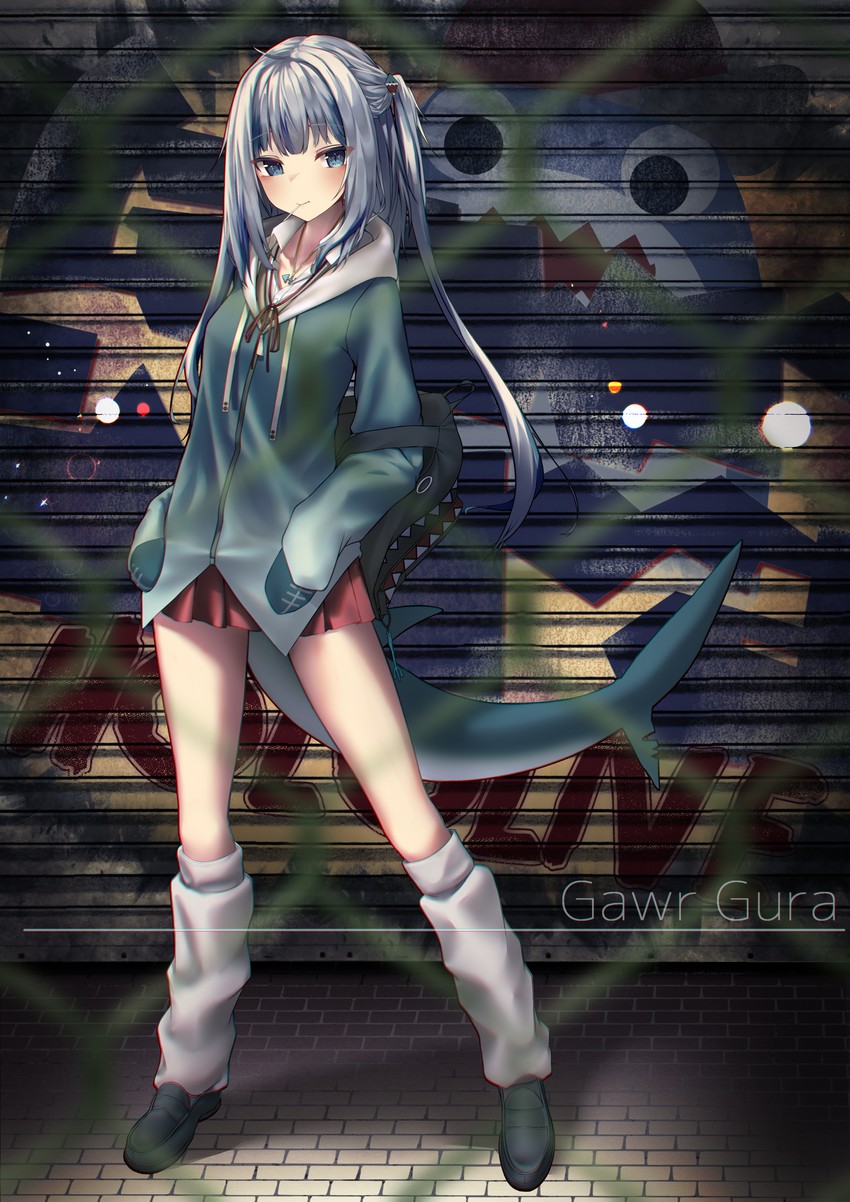 gawr gura and bloop (hololive and 1 more) drawn by inaba_teitoku