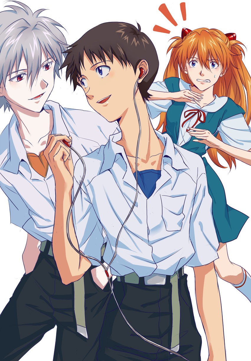 souryuu asuka langley, ikari shinji, and nagisa kaworu (neon genesis evangelion) drawn by fcc_(fengcheche)