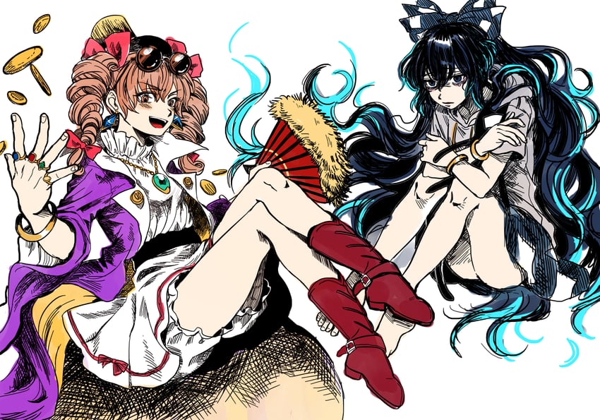 yorigami shion and yorigami jo'on (touhou) drawn by kuya_(hey36253625)