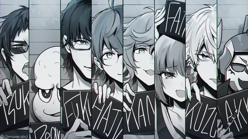 kuzuha, kanae, peanuts-kun, shibuya hajime, tenkai tsukasa, and 3 more (nijisanji and 4 more) drawn by ninahachi