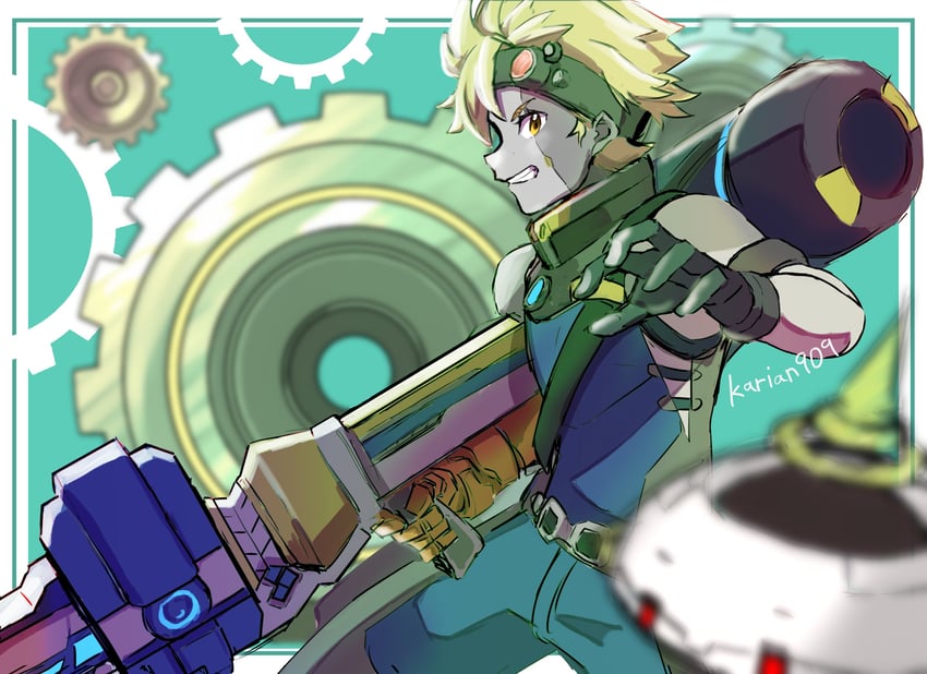 valdi and mechafriend (xenoblade chronicles and 1 more) drawn by karian909