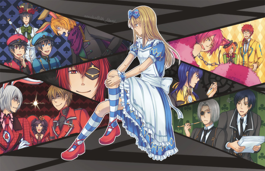 alice liddell, boris airay, blood dupre, peter white, elliot march, and 10 more (heart no kuni no alice) drawn by annako