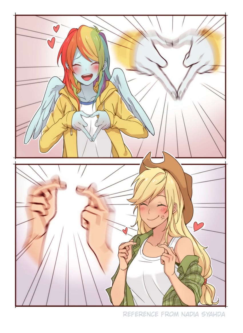 rainbow dash and applejack (my little pony and 2 more) drawn by dcon_34