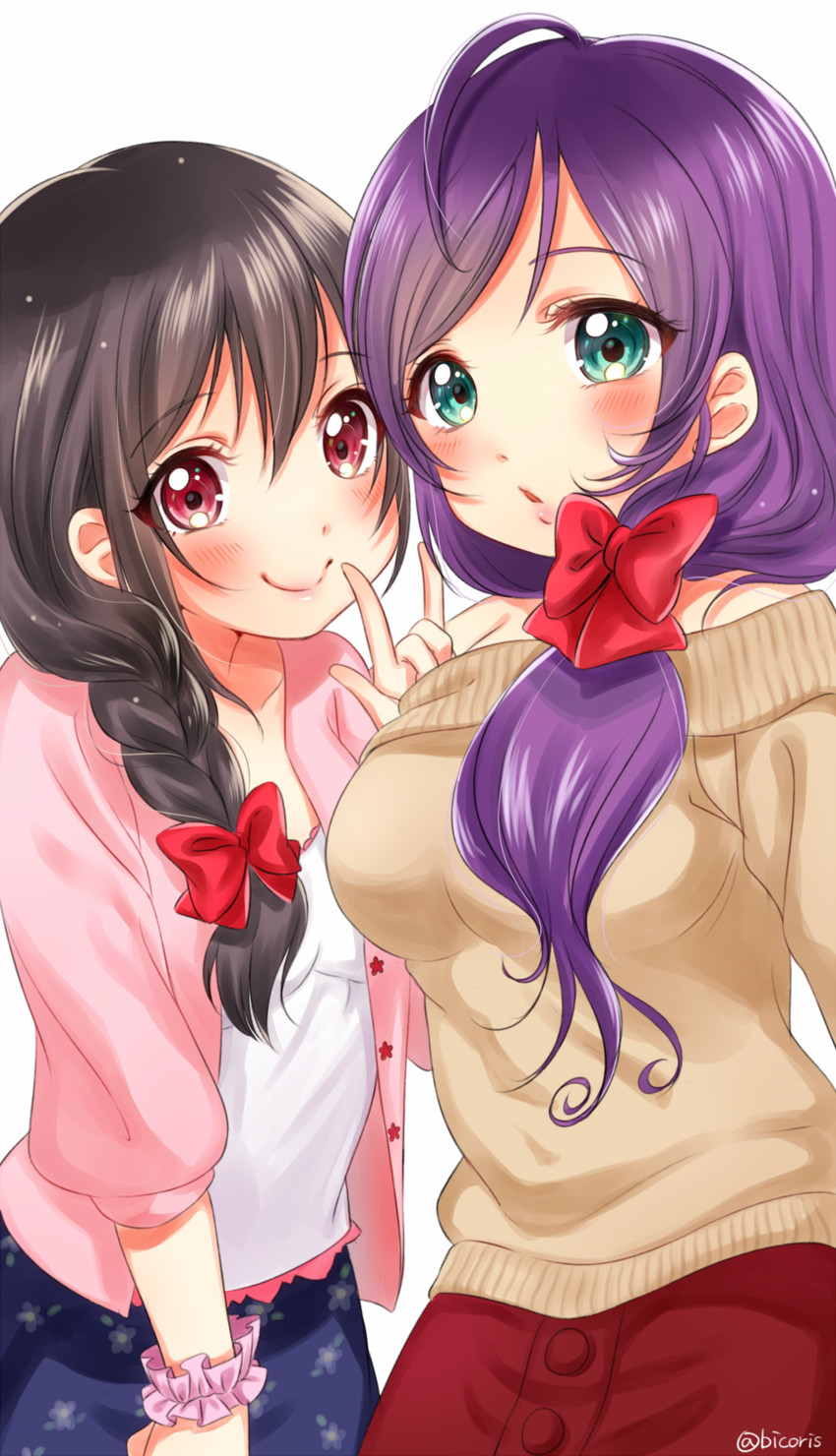 tojo nozomi and yazawa nico (love live! and 1 more) drawn by bico_(bicoris)