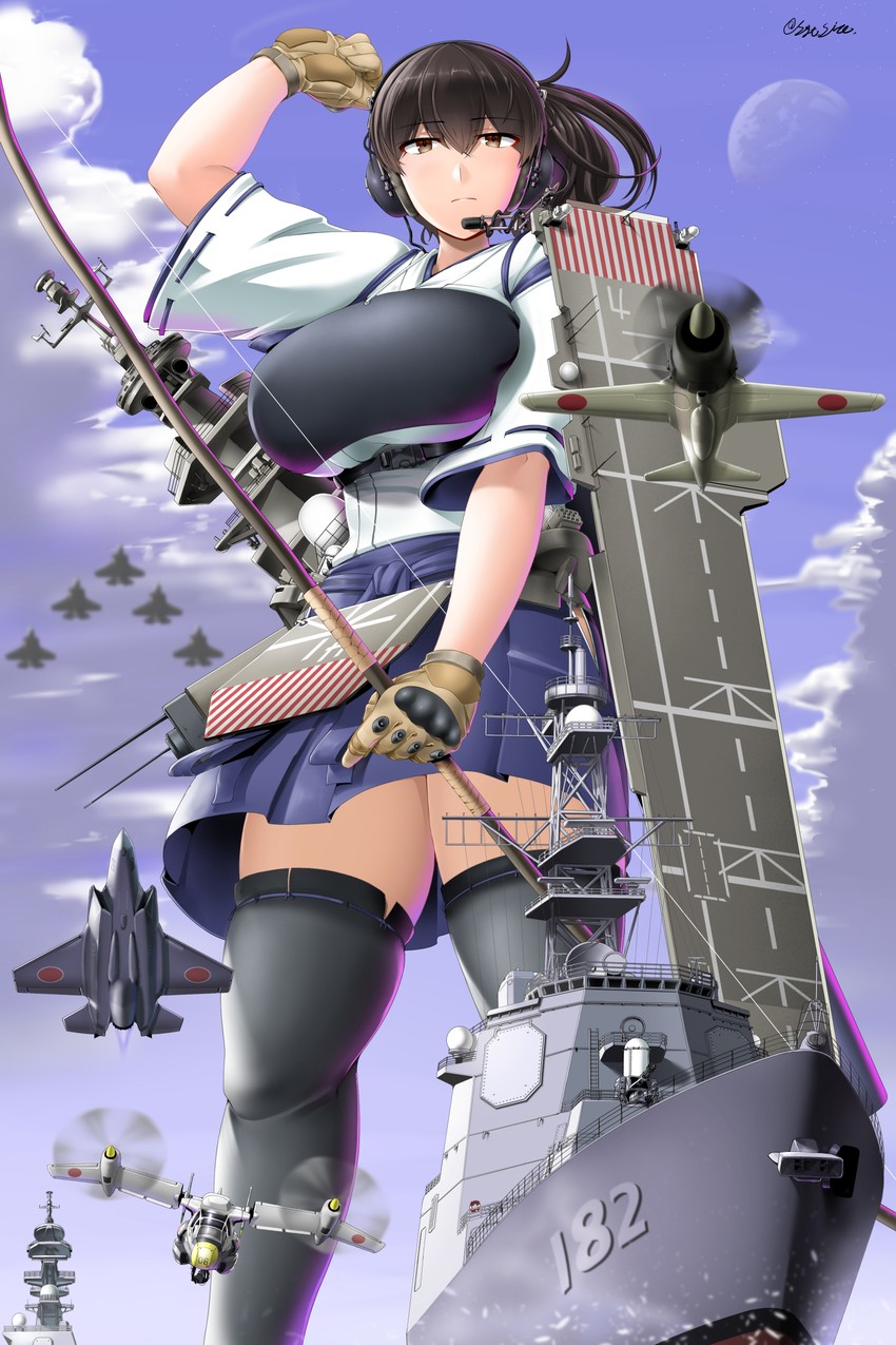kaga, kaga kai ni, and mirai (kantai collection and 1 more) drawn by saizu_nitou_gunsou