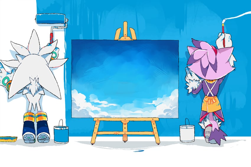 blaze the cat and silver the hedgehog (sonic and 1 more) drawn by aimf