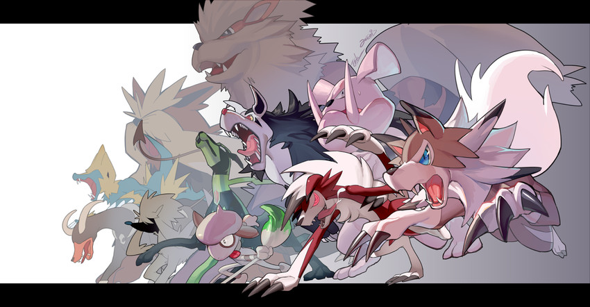 arcanine, lycanroc, houndoom, mightyena, zygarde, and 5 more (pokemon) drawn by e_volution
