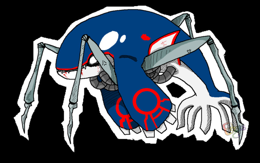 kyogre (pokemon and 1 more) drawn by bikubiku-chan