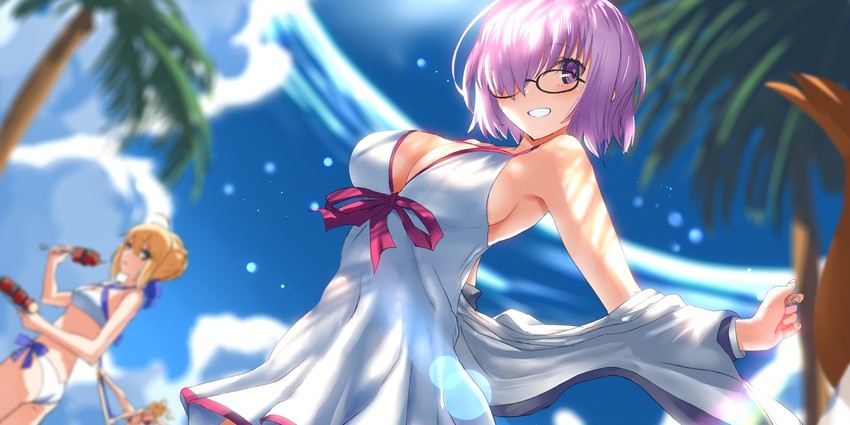 artoria pendragon, mash kyrielight, and mordred (fate and 1 more) drawn by tsuuhan