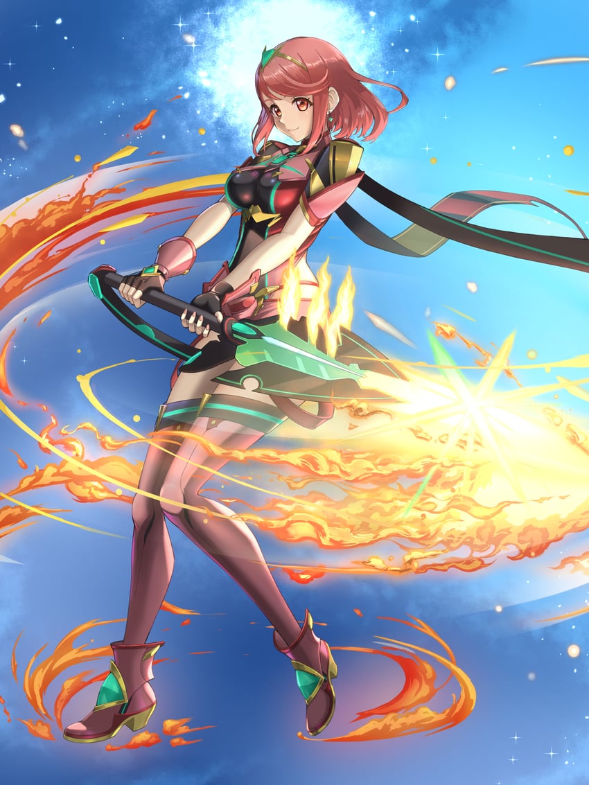 pyra (xenoblade chronicles and 1 more) drawn by chiga_akira