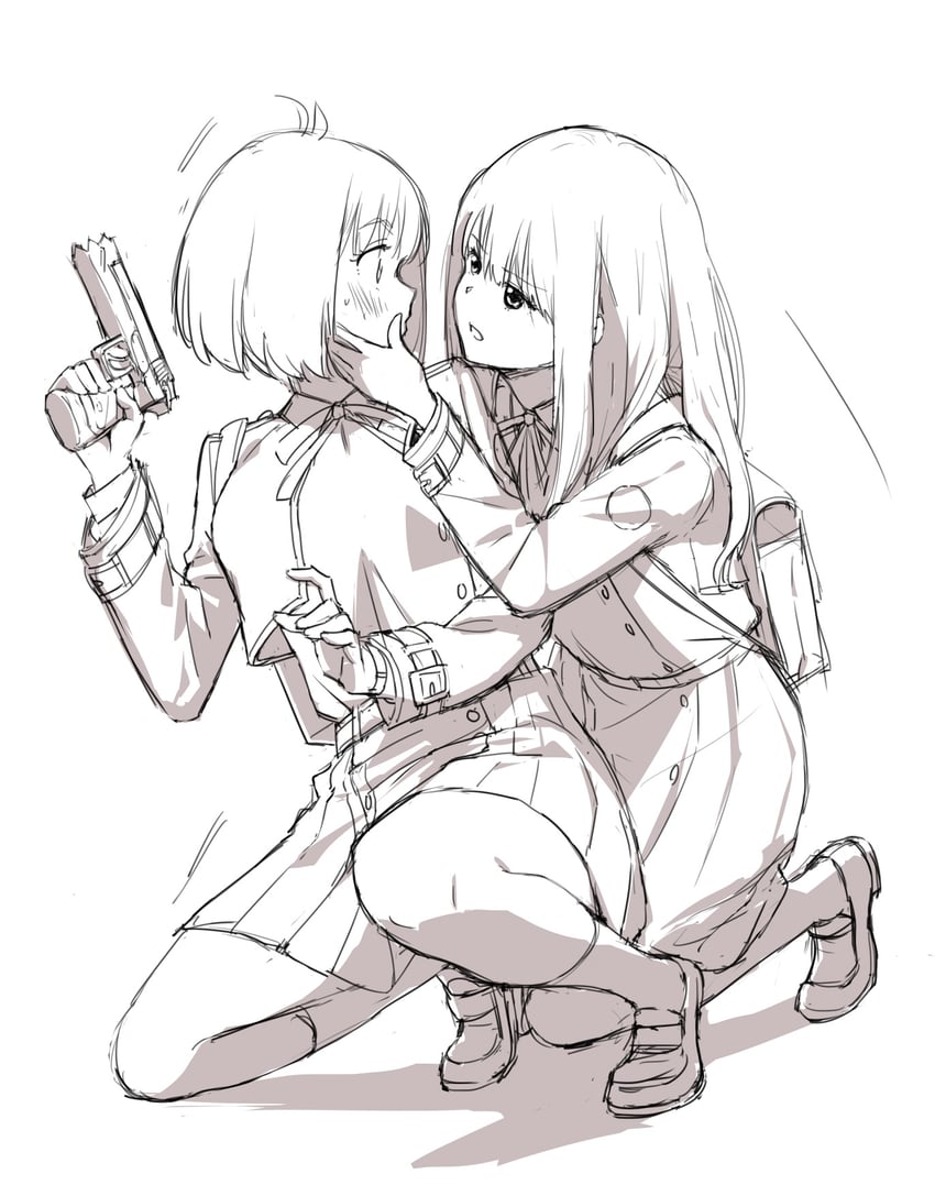nishikigi chisato and inoue takina (lycoris recoil) drawn by jo_er
