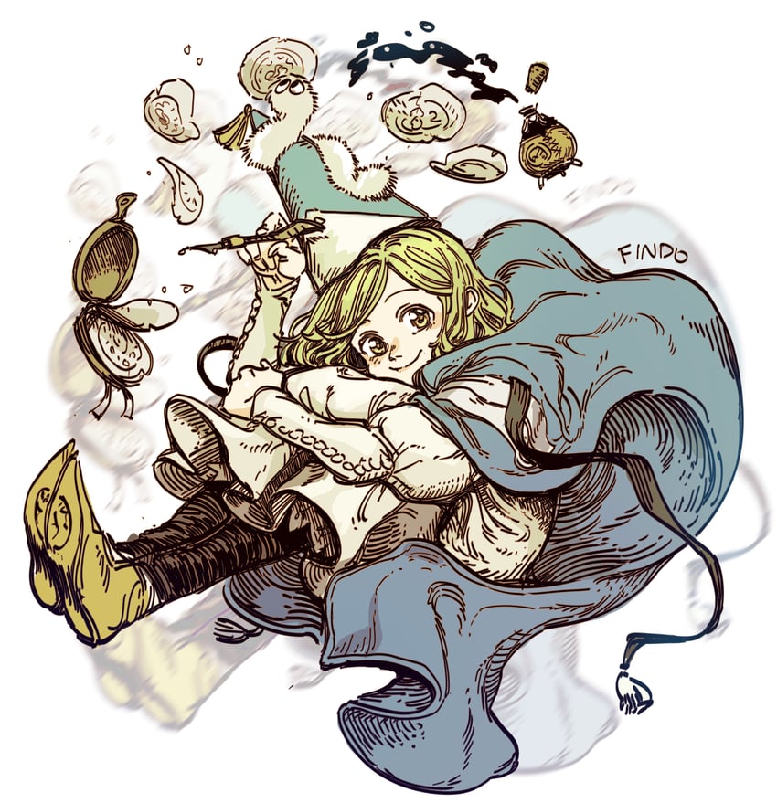 coco and brushbuddy (tongari boushi no atelier) drawn by findoworld
