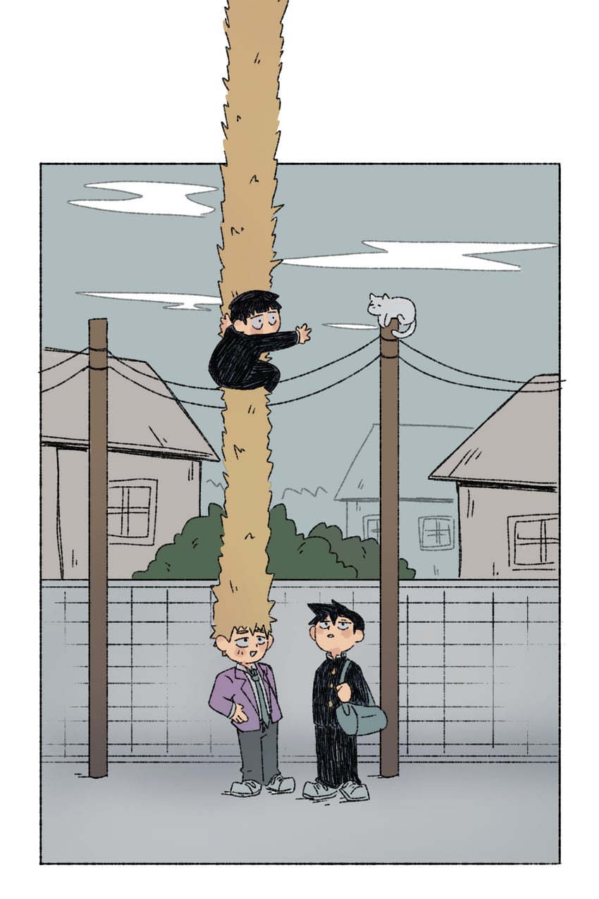 kageyama shigeo, kageyama ritsu, and hanazawa teruki (mob psycho 100) drawn by cutystuffy
