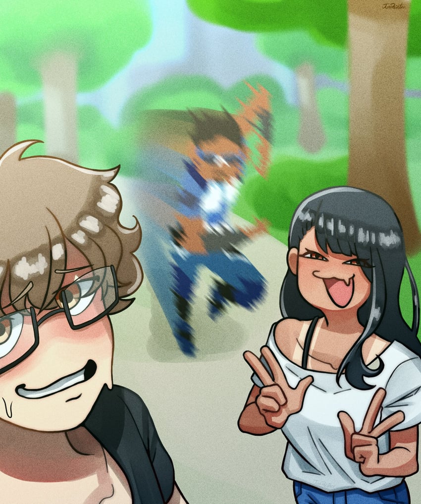 nagatoro hayase, hachiouji naoto, and a-train (ijiranaide nagatoro-san and 1 more) drawn by junpainter