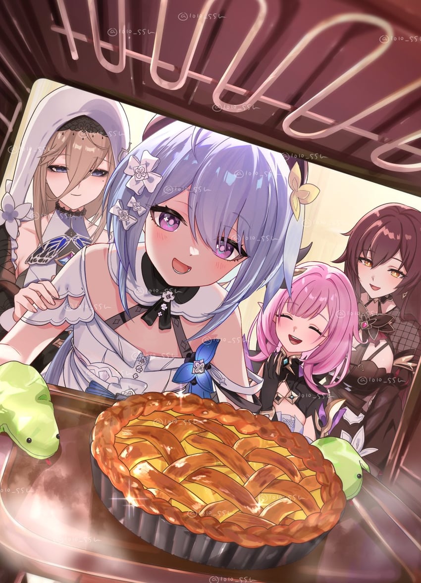 elysia, aponia, griseo, and eden (honkai and 1 more) drawn by arin_(1010_ssu) and roena
